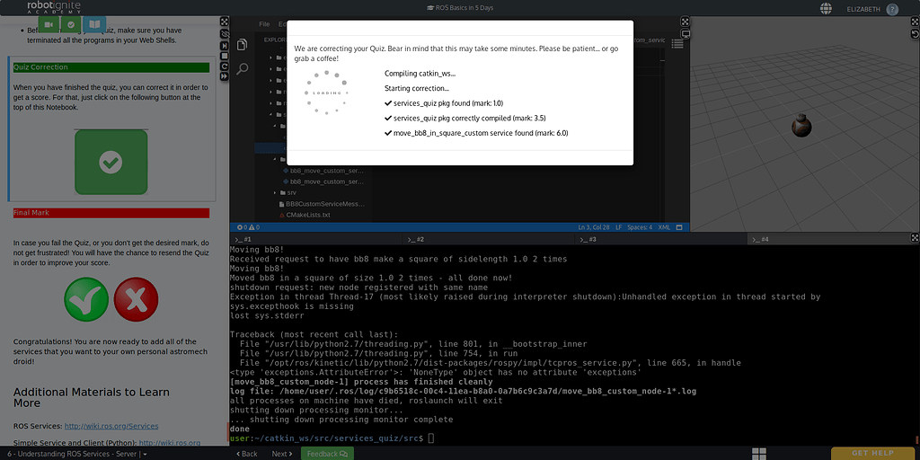What to do when grading freezes? - ROS Basics In 5 Days (Python) - The ...