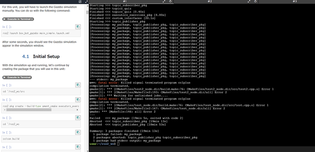 Initial setup for Simulation with Fatal error - ROS2 Basics in 5 Days ...