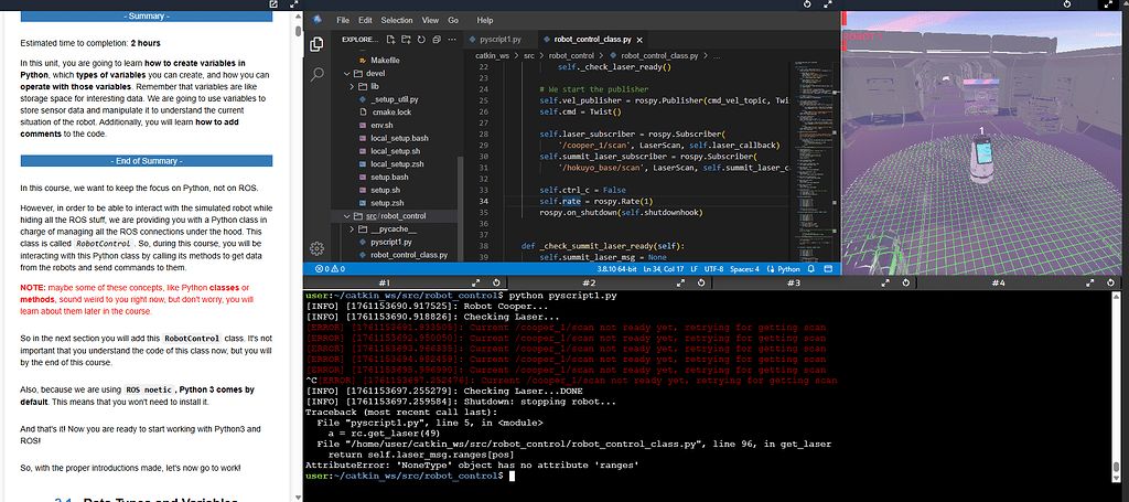 Simulation Error - Python Basics For Robotics - The Construct ROS Community