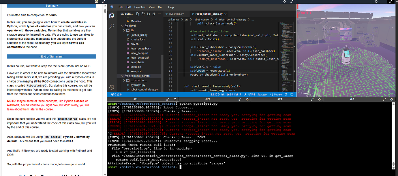 Simulation Error - Python Basics For Robotics - The Construct ROS Community