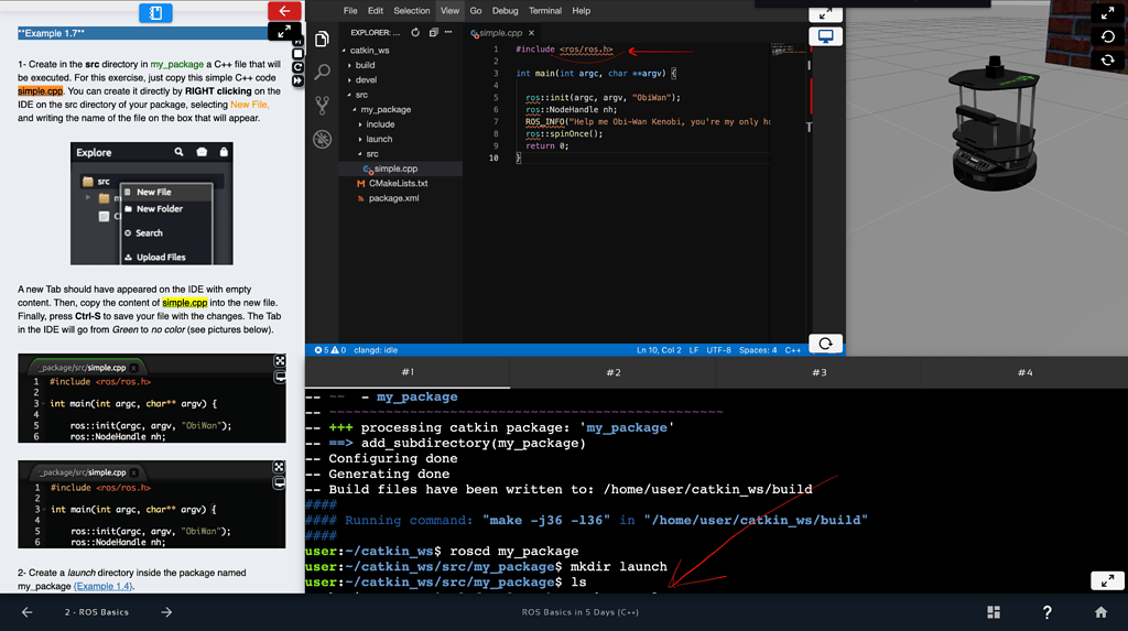 'ros/ros.h' file not found and webshell last lines not visible - ROS ...