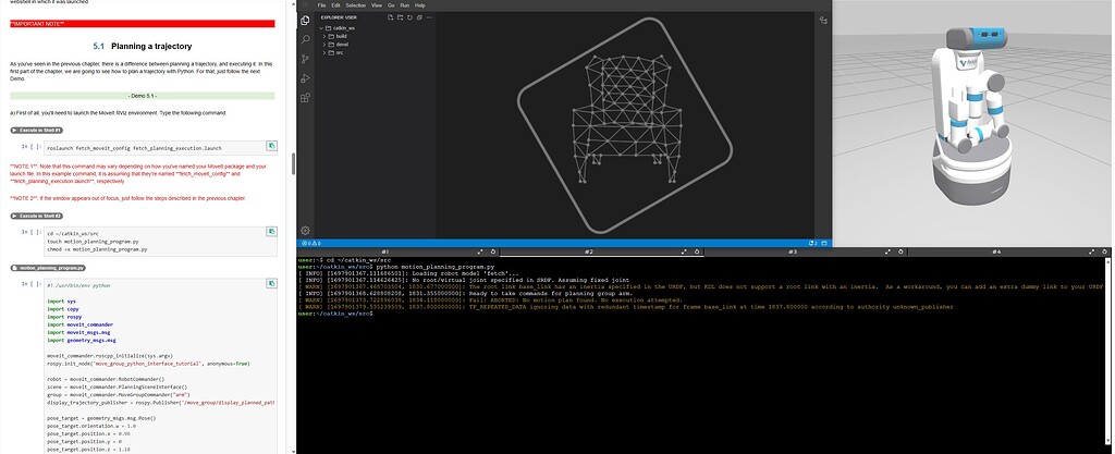 Could not run - Demo 5.1 - - ROS Manipulation In 5 Days - The Construct ...