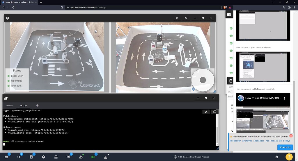 No response from the Real robot topic - ROSDS Support - The Construct ...